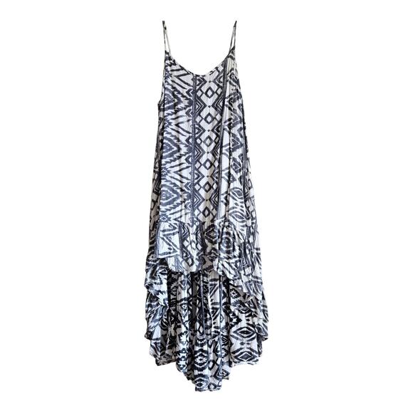 BILLABONG Women's S / M Aztec Dress Y2K Hi Low Spaghetti Straps Boho Festival - Picture 1 of 9
